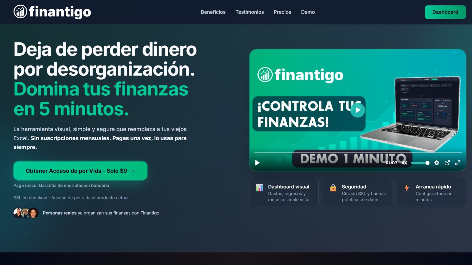 Captura de pantalla del proyecto Finantigo